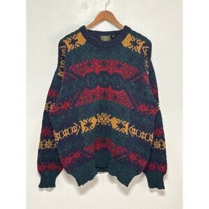 VTG Gaeltarra Ireland Irish Wool Men’s Sweater XXL 44 Geo Print Classic Preppy